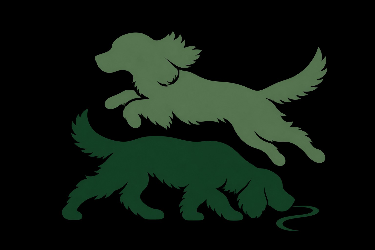 Two-tone spaniel silhouettes